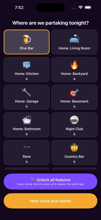 Choosing where the night happens in Drunkle Pat